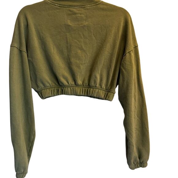 Aeropostale Cropped Sweatshirt Women’s XS Olive Green Button Pullover - Picture 4 of 8